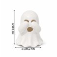 thumbnail image 2 of White Ghost LED Lighted Resin Sculptures Set, Hear See Speak No Evil Design, Cute Spooky Ornament for Halloween Tiered Tray Mantel Shelf, Festive Home Tabletop Decoration, 2 of 8
