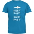thumbnail image 1 of Shark Keep Calm and Swim Fast Sapphire Blue Adult T-Shirt, 1 of 1