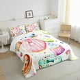 thumbnail image 3 of jejeloiu Sweet Doughnut Queen Comforter Set,Colorful Dessert Theme Bedding Sets,3D Cake Ice Cream Bedding Comforter Set For Girls Kids,Microfiber Bedroom Decor,3pcs, 3 of 8