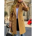 thumbnail image 2 of FUNING  Womens Fall Winter Wool Coats Double Breasted Midi Peacoat Trench Coats, 2 of 7