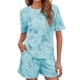 thumbnail image 4 of Guardurnaity Conjunto de 2 piezas de camiseta, quinto pantalón, traje informal para dormir, algodón cómodo, traje de moda de piezas, elegante, Yoga, Prendas para la parte del cuerpo Azul s Guardurnaity AP011066-06, 4 of 6
