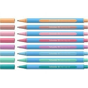 Schneider Slider Edge Pastel XB (Extra Broad) Ballpoint Pen, 1.4 mm, Light Blue Barrel, Assorted Ink Colors, Adjustable Case Stand of 8 Pens (152289)