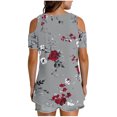 thumbnail image 7 of Cold Shoulder Tops for Women Summer Tunic Short Sleeve Cute V Neck Floral Blouses Classic Flowy Casual Shirts (M, Gray 1), 7 of 7