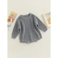 thumbnail image 3 of Gzhioc Infant Baby Boys Girls Fall Romper 0 3 6 9 12 18 24 Months Knitting Ribbed Surface Round Neck Long Sleeve Solid Color Crotch Button Bodysuit, 3 of 8