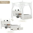 thumbnail image 4 of Homfa Queen Size Upholstered Metal Canopy Bed, 2 Drawers Storage Platform Bed with Charging Ports, Off-White, 4 of 8