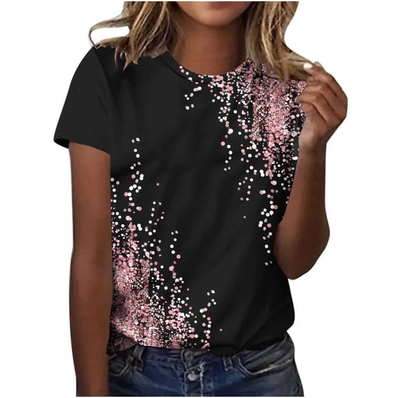 Yotami Plus Size T-Shirt for Women Short Sleeve Crewneck Floral Print Summer Tshirt for Everyday Loose Fit Top Multicolor XXXL