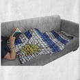 thumbnail image 6 of Uruguay Soft Flannel Fleece Throw Blanket, Illustration of Country National Flag Painted on Brick Wall, Cozy Plush for Indoor and Outdoor Use, 50" x 60", Sea Blue Mustard, by Ambesonne, 6 of 6