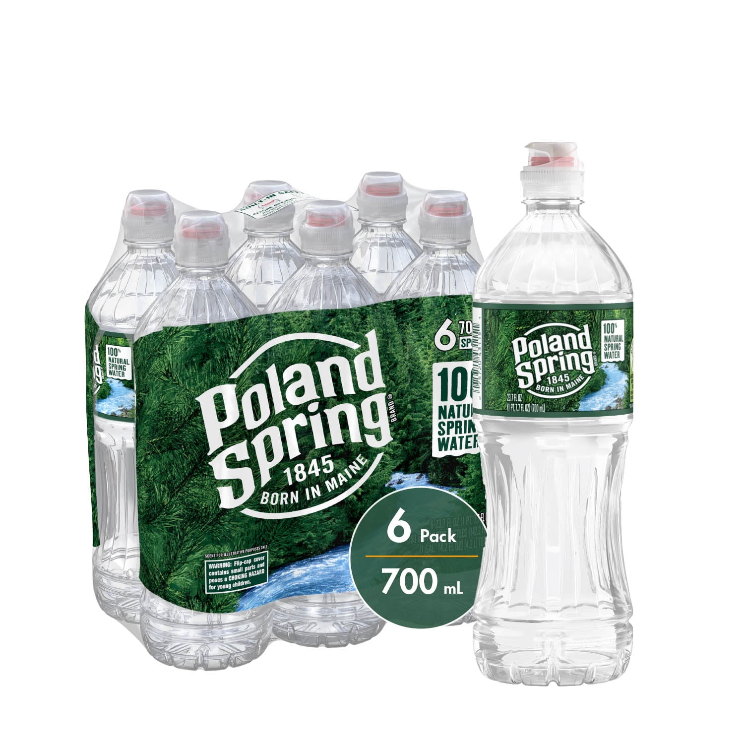 POLAND SPRING Brand 100 Natural Spring Water, 23.7ounce plastic sport