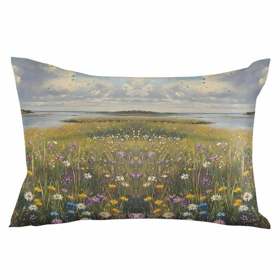 Spring Floral Throw Pillow Cover 20 x 36 Inch Decorative Pillow Cover Botanical Farmhouse Modern Oil Painting Lumbar Pillowcase Seasonal Rectangle Cushion Case for Couch Sofa Bed Living Room