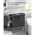 thumbnail image 5 of 200L Laundry Sorter 3-Section Laundry Basket with Wheels Rolling Laundry Hamper with Removable Liner Ink Black, 5 of 7