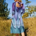 thumbnail image 3 of Parrot Feathers Sweetheart Knot Flared Dress Fashion Design Large Size Loose Dress, 3 of 5