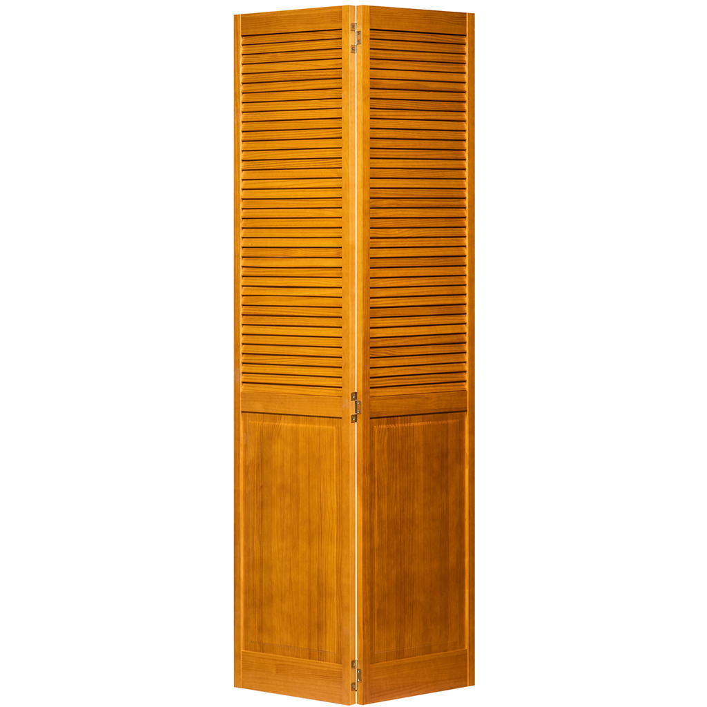 30 in. x 80 in. Kimberly Bay Traditional Louver Panel Golden Oak Solid