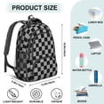 thumbnail image 5 of Gray and Black Checkered Pattern Backpack for School, Cute School Bag with Adjustable Shoulder Straps and Padded Back, 16.9"x12.6"x5.9", 5 of 5