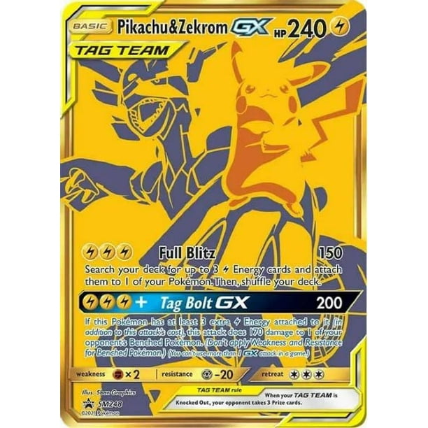 Tarjeta coleccionable Pokémon Pikachu y Zekrom GX SM248 Tag Team