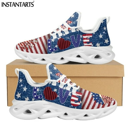 

Luxury Brand Women Spring Sneakers Casual Lace-up Flats American Flag Design Footwear for Ladies Breathable Zapatos