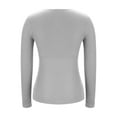 thumbnail image 3 of Olyvenn Women’s Cotton Knitted Notch V Neck Long Sleeve Fall Winter Ribbed Pullover T-Shirts Slim Fitted tops Gray XL, 3 of 4
