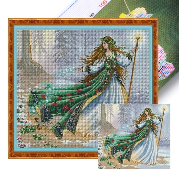 Hilo Algodón Ecológico Btafrte Bordado 14CT 2 Hebras Impresión 49*43 Cm Kit Serie Personajes Punto Cruz Forest Guardian