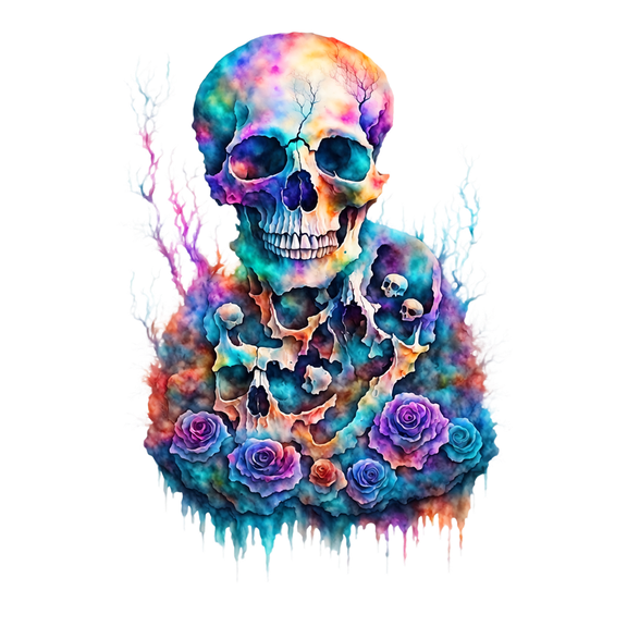 Vibrant Colored Skull & Roses Edible Image Icing Cake Topper for Quarter Sheet Cake, by TNCT