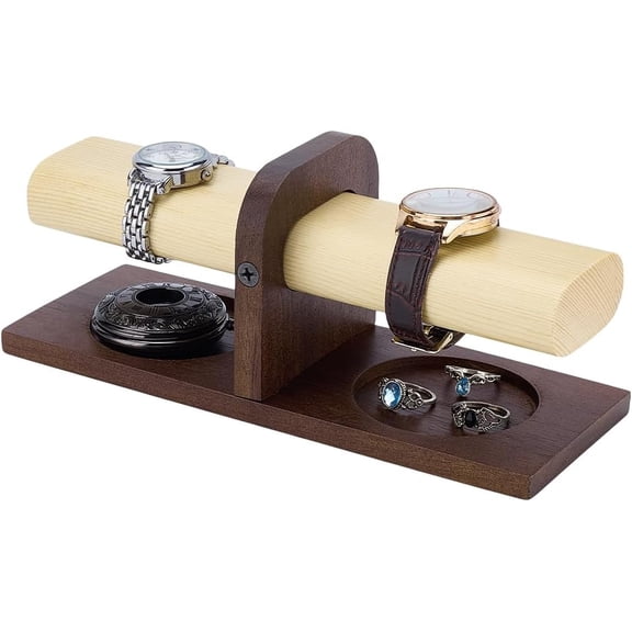 Wood Watch Display Stand T-bar Wristwatch Holder Bracelet Holder Stand Hanging Watches Rack Detachable Watch Displays Jewelry Organizer for Men Women Showcase Store Vendors Selling
