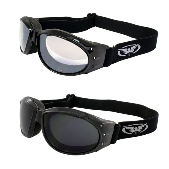 Red Baron Motorcycle Aviator 2 Goggles For Day and Night Use Super Dark Lens and Clear Mirror Lens