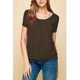 thumbnail image 3 of Made by Johnny Women's Scoop Neck Short Sleeve Pleated Front Blouse Tunic Top L BROWN, 3 of 6