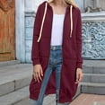 thumbnail image 4 of Lindreshi Winter Coats for Women Plus Size Clearance Fashion Womens Casual Color Long Sleeve Cardigan Hooded Mid-length Coat, 4 of 7