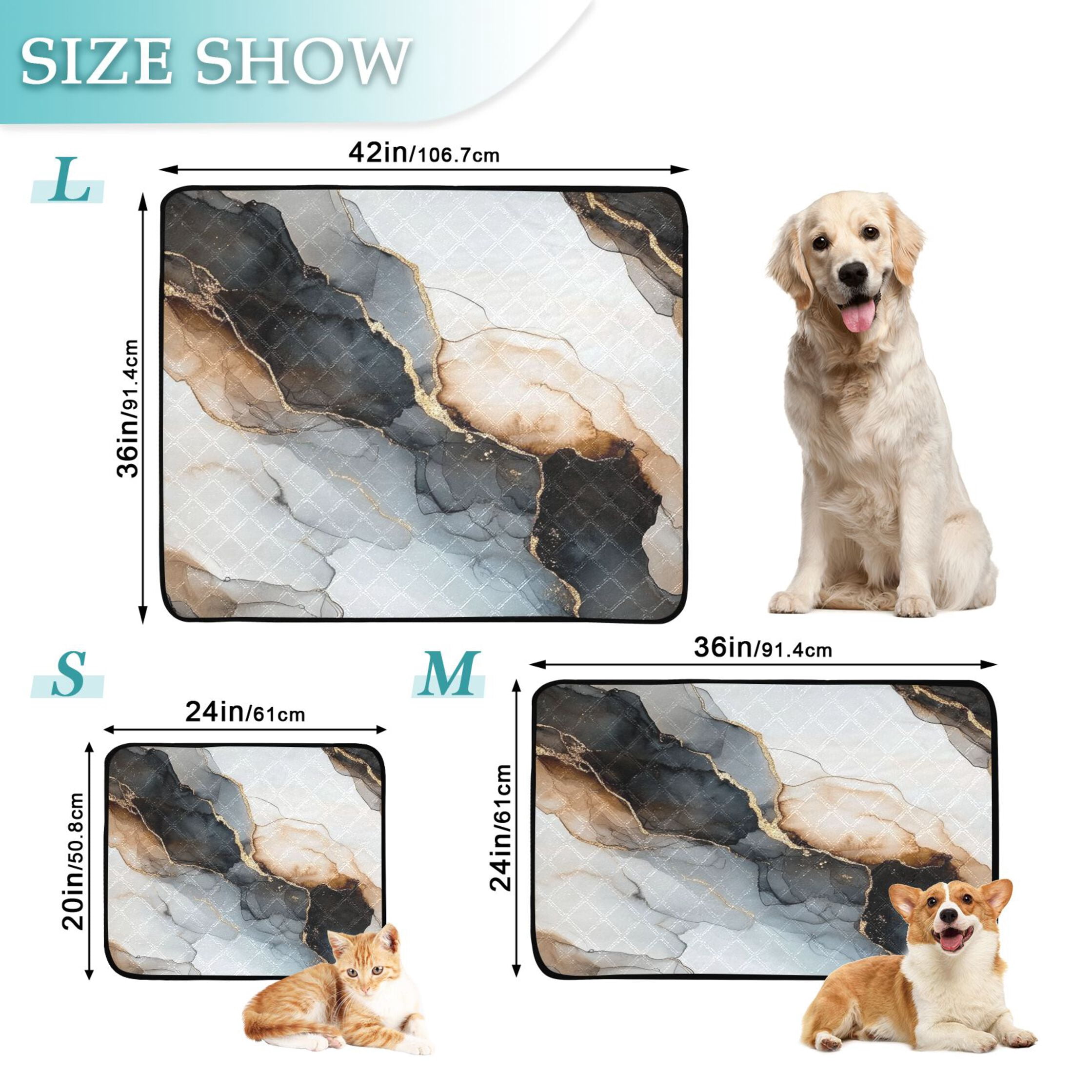 Qxltty Brown Gilt Texture Cat litter Pads Pet Set of 3 Diaper Mats Center Anti-leakage Layer Absorbent Soft and Comfortable