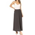 thumbnail image 4 of Women's Casual Solid Flare A-line Long Skirt with Elastic Waistband, 4 of 6