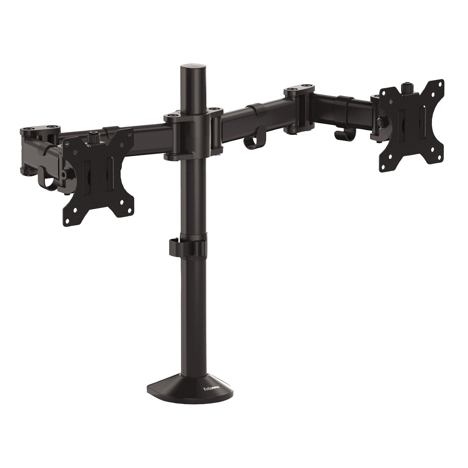 Fellowes® Reflex Dual Monitor Arms, 21-3/4"H x 4-1/2"W x 28-5/8"D, Black