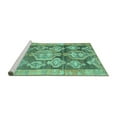 thumbnail image 2 of Ahgly Company Machine Washable Indoor Round Oriental Turquoise Blue Traditional Area Rugs, 6' Round, 2 of 4