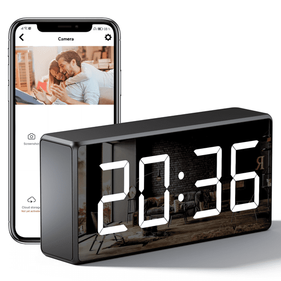 4K WiFi Camera Clock 5G Indoor Security Nanny Cam for Baby Monitor, Dog Camera with Motion Detection, Night Vision