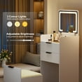 thumbnail image 4 of Gurexl Fluted Small Vanity Desk with Mirror and Lights, 3-in-1 Compact Makeup Vanity Set with Hidden Storage Stool, Mini Dressing Table with 3 Drawers, Gift for Little Girls/Kids (White), 4 of 9