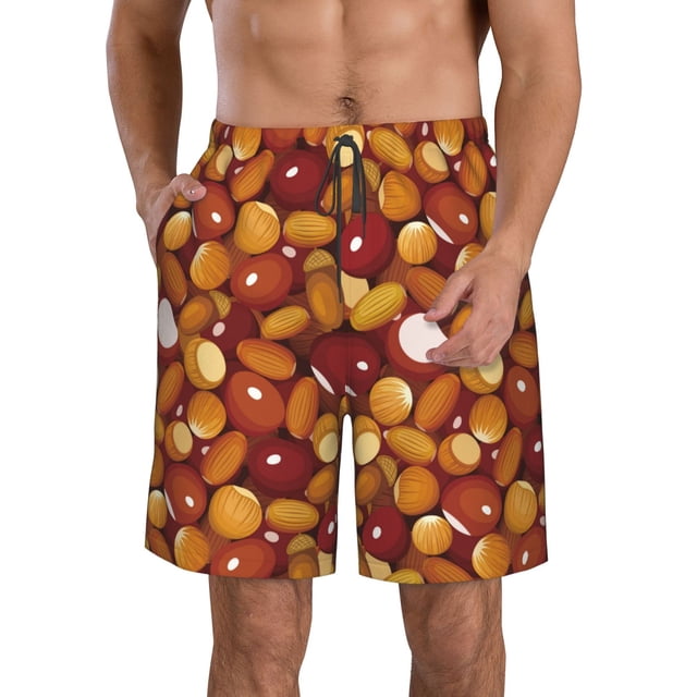 Balery Almond Nuts Traje de Baño Estilo Hawaiano para Hombre, Shorts de Secado Rápido con Bolsillos-X-Large