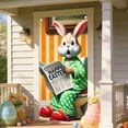 thumbnail image 6 of AZXY 35x71 Inch Funny Easter Bunny Door Cover, Bunny in Green Pajamas Reading Newspaper on Toilet Door Banner, Spring Bathroom Wall Hanging Decor for Easter Party, 6 of 9