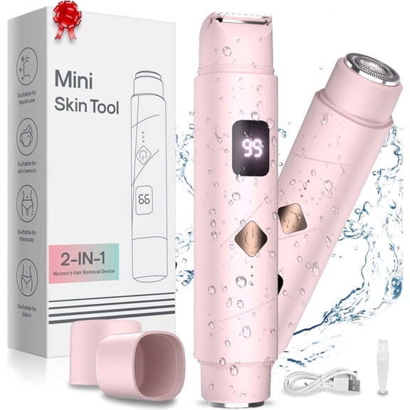 Amybaby Women's 2-in-1 Electric Bikini & Body Trimmer - Painless Electric Razor Pubic Body Hair Trimmer, IPX8 Waterproof, 120 Min Runtime, Cordless Usb-c