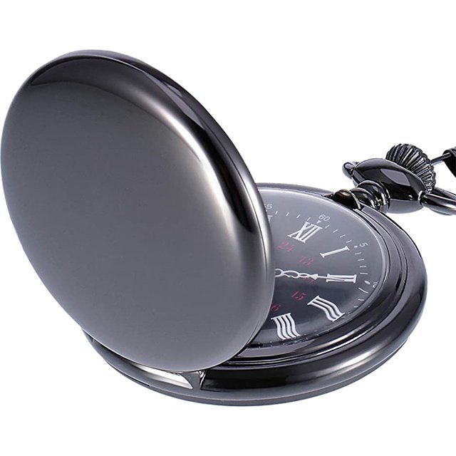 Reloj de bolsillo antiguo de cuarzo liso con cadena de acero liwang 4.7 cm