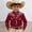 Brick Red, variant on KDFJPTH T Shirts for Kid Trendy Boys Western Print Denim Shirt Classic Long Sleeve Button Down Top With Blend Toddler Tshirts