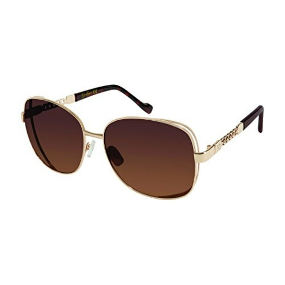 Jessica Simpson Jessica Simpson Women's Large Vented Square Metal Sunglasses with Chain