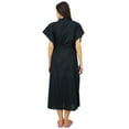 thumbnail image 3 of Bimba Nursing Black Cotton Kaftan With Belt Front Buttons Maternity Night Wear, 3 of 7