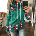 thumbnail image 2 of Sweat à Capuche d'Hiver pour Femmes Mode Pull de Noël Hoilidy Imprimé Xmas Pull Mi-Long Blouse Ample Col Rond Cardigan Chaud, 2 of 6