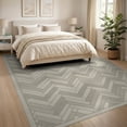 thumbnail image 3 of ODIKA 8'x10' Washable Area Rug Herringbone Vintage Interlocking Motif Minimalist Farmhouse Door for Living Room, Under Sectional, Family , Durable, Non-Slip, 3 of 7