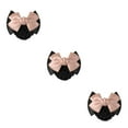 thumbnail image 3 of Decodeary Professional Hair Plate Mesh Pocket Practical Snood Net Elegant And Professional Two Bows- light pink 3Set, 3 of 6