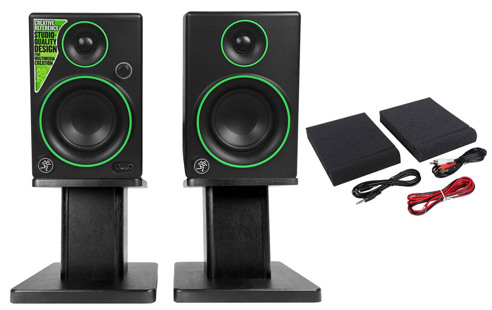Pair Mackie Cr3 3 Creative Reference Multimedia Monitors Speakers Desk Stands