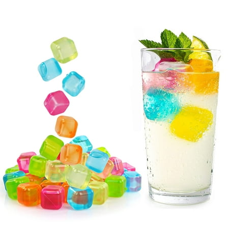 

100Pack Reusable Ice Cubes Plastic Ice Cubes Fruit Shaped Refreezable Ice Cubes BPA Free (Multi Color)