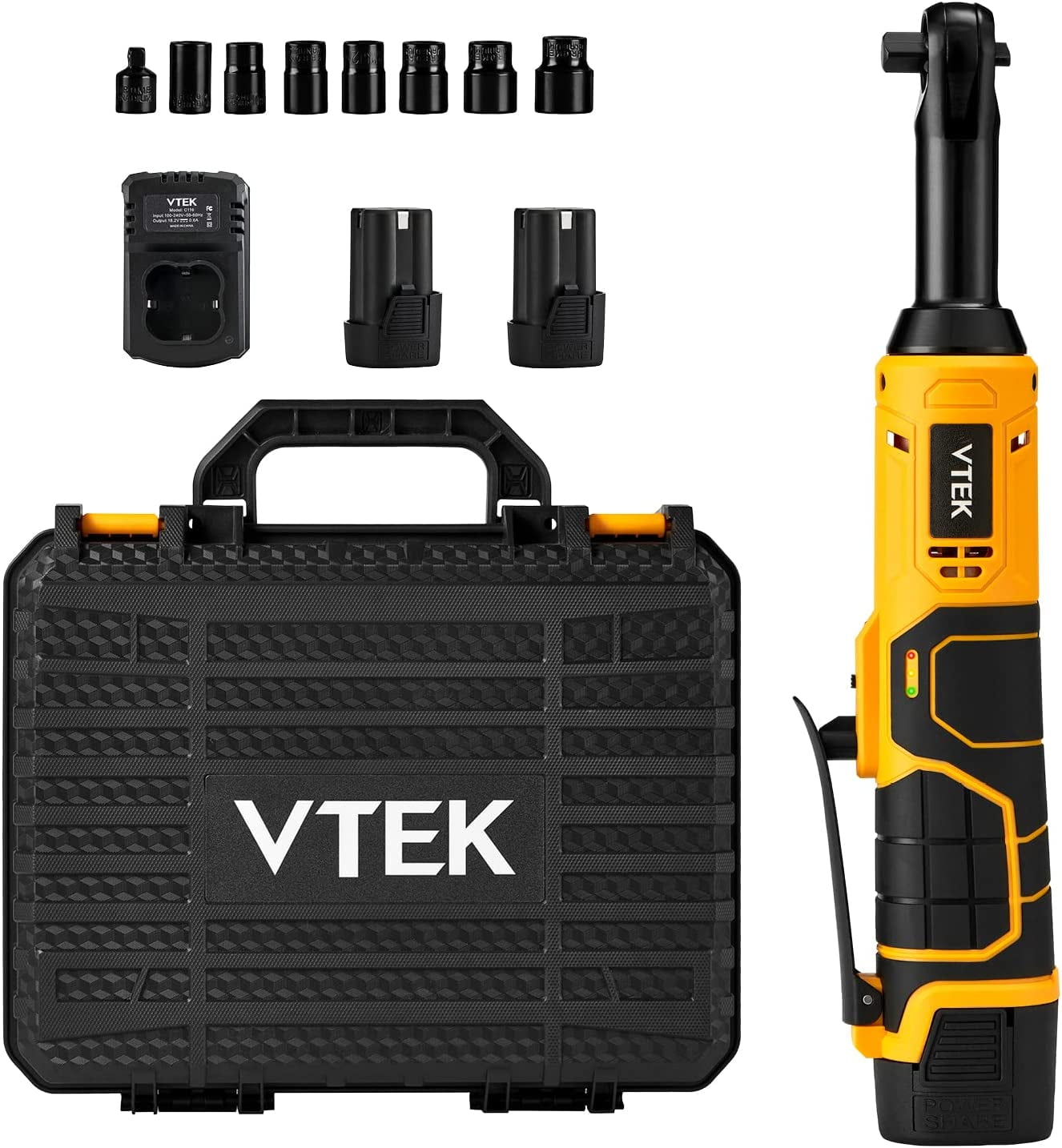 VTEK 3/8" Extended Cordless Ratchet Wrench 16.8V Electric Ratchet