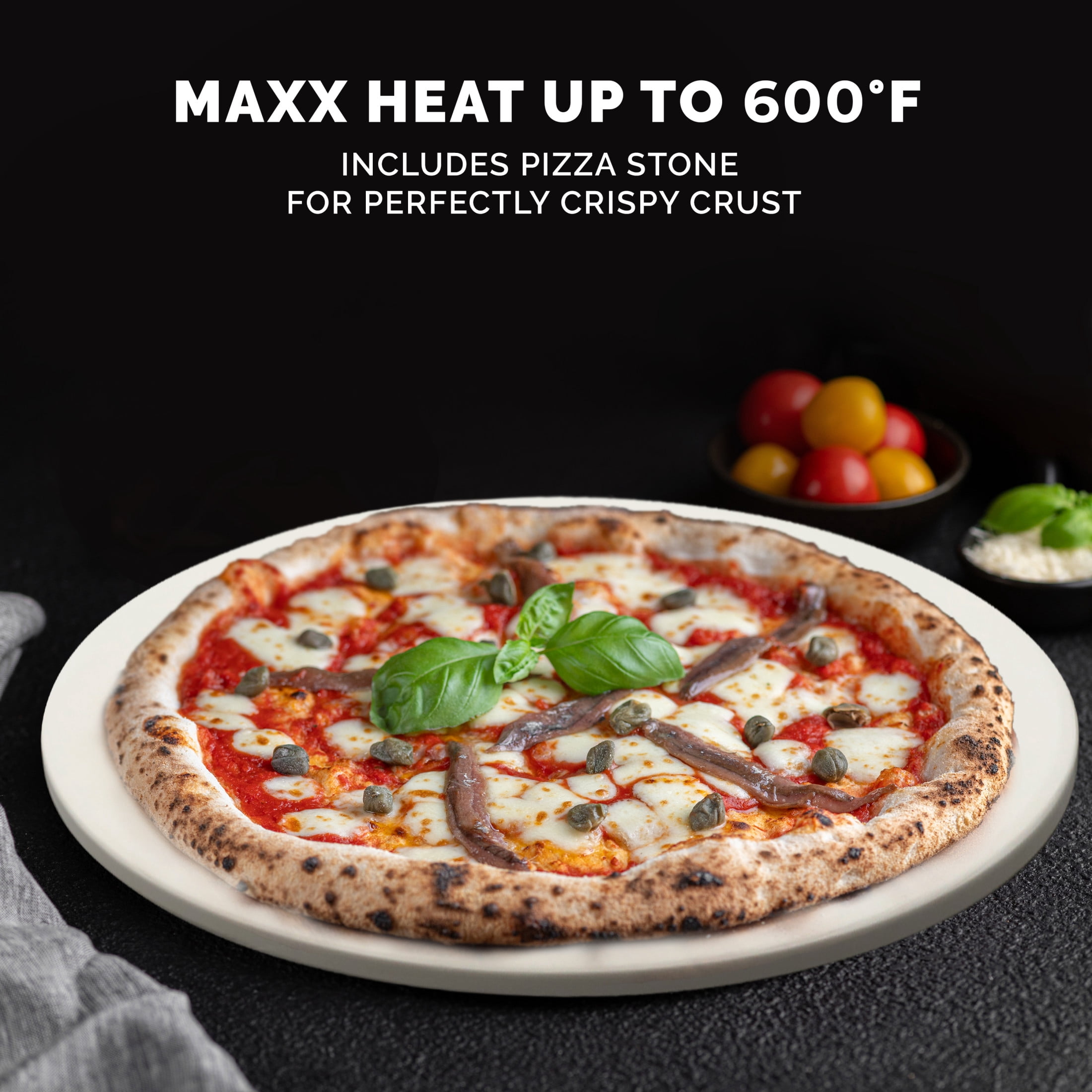 Kalorik MAXX 600°F Pizza Air Fryer Oven with Stone, in Stainless Steel (AFKA600PZASS13)