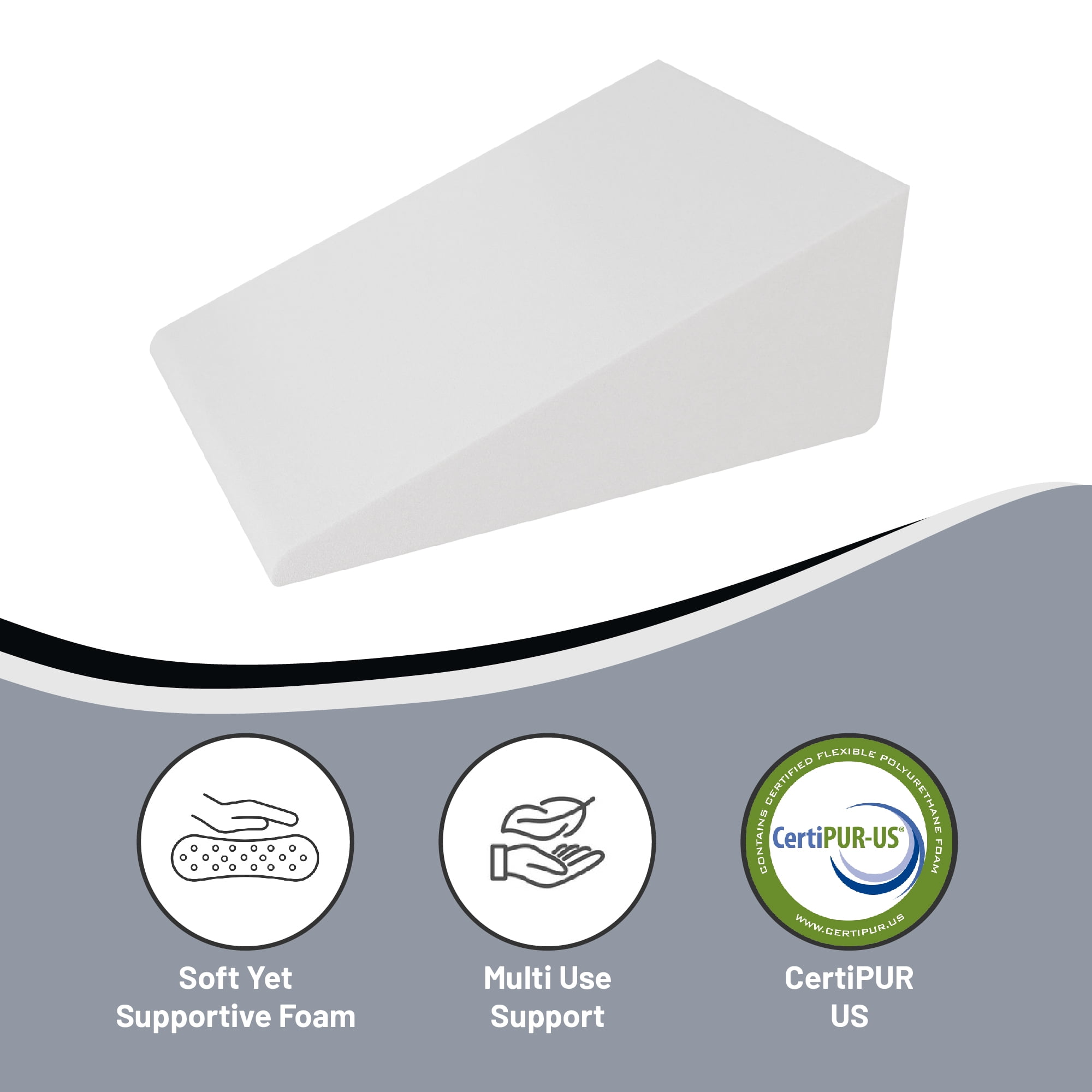 Continental Sleep, Elevated Bed Wedge Pillow for Back Support, Acid Reflux, Leg, Neck Pain, Snoring, Triangle Pillow, Incline Shape for Improved Sleep, 12”x 24”x 24”, White