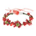 thumbnail image 1 of Love Sweety - Diadema de flores para mujer, corona floral nupcial, guirnalda bohemia para niñas, halo (margarita roja), 1 of 5