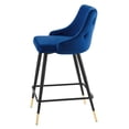 thumbnail image 6 of Counter Stool Chair, Set of 2, Velvet, Blue Navy, Modern Contemporary Urban Design, Bar Pub Cafe Bistro Hotel Restaurant Hospitality, 6 of 9