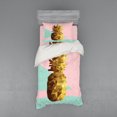 thumbnail image 2 of Ambesonne Indie Bedding Set 4 Pcs, Poly Pineapple Summer, Queen, Mint Green Pale Brown, 2 of 3